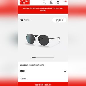 Ray-Ban Jack Sunglasses. Unworn. New in Box.